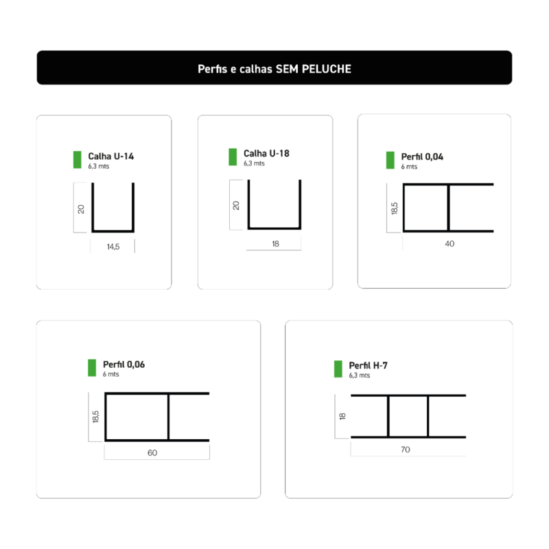 Perfis e calhas de alumínio